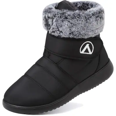 Botas de nieve impermeables forradas de pelo tobilleras invierno ligeras – Negro EU38