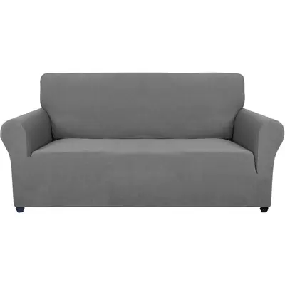 Funda elástica para sofá con reposabrazos resistente a manchas transpirable – Gris claro 2 plazas (145-178 cm)