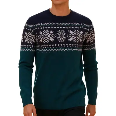 Jersey de hombre Fair Isle Cuello redondo Corte regular – L