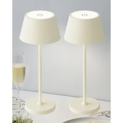Lámpara de mesa LED recargable 5000mAh táctil regulable 2-pack – Blanco