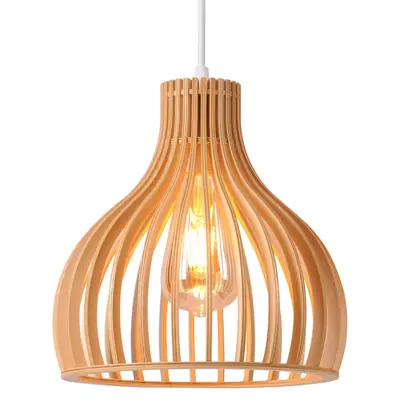 Luz colgante de madera