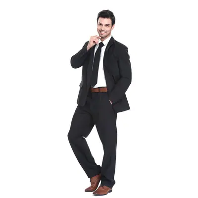 Men's Regular Fit Party Suit Solid Blazer & Trousers Festive Occasion – Size Varied