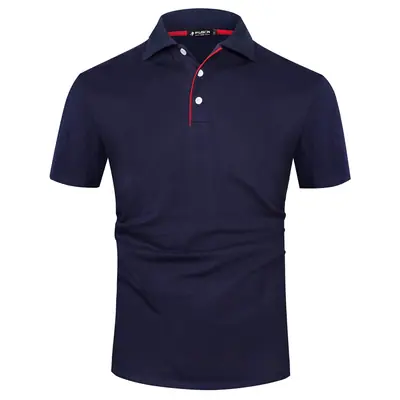 Polo hombre Patchwork verano manga corta Algodón – Negro M