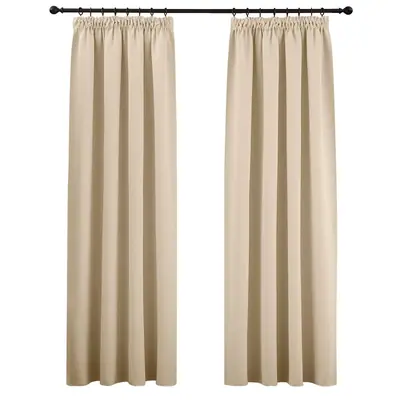 PONY DANCE Cortinas de Salón con Cinta Recolectada Juego de 2 – Biscotti Beige H245 x W140 cm