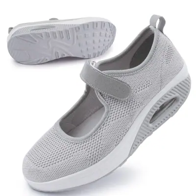 Zapatillas para caminar mujer malla transpirable espuma viscoelástica amortiguación para enfermeras – Gris EU42