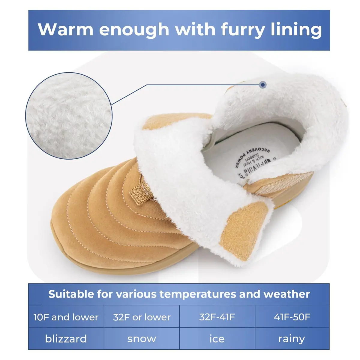 Botas de Nieve de Invierno para Mujer Extra Anchas Resistentes al Agua Forradas de Piel – Marrón 6.5 X-Anchas – foto 2