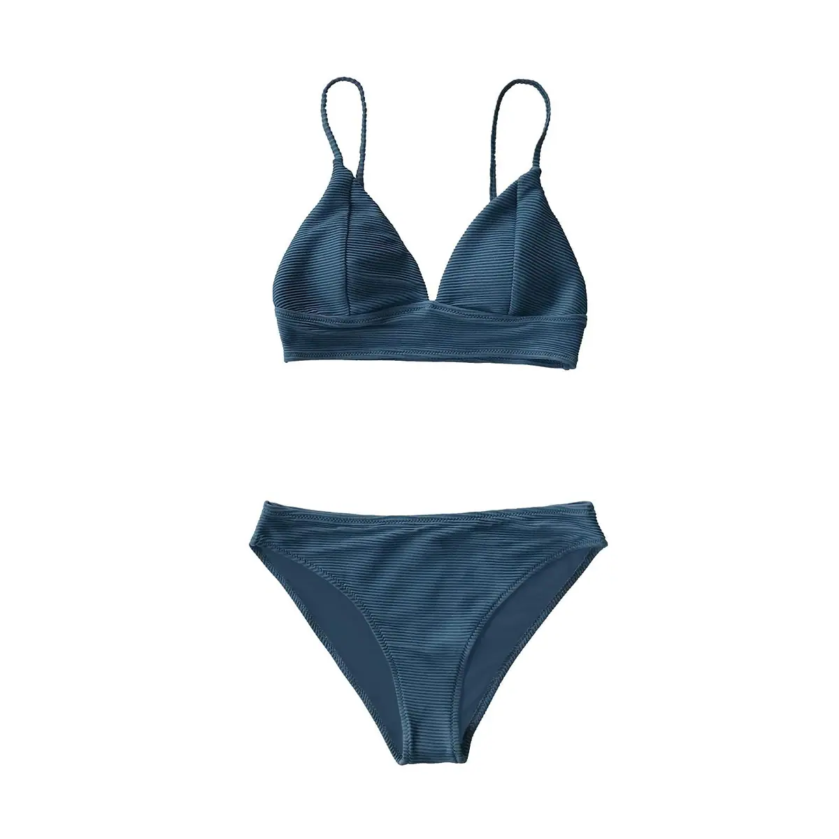 CUPSHE Conjunto de Bikini para Mujer Con Cuerda Triángulo Dos Piezas Traje de Baño – Azul Marino L – foto 4