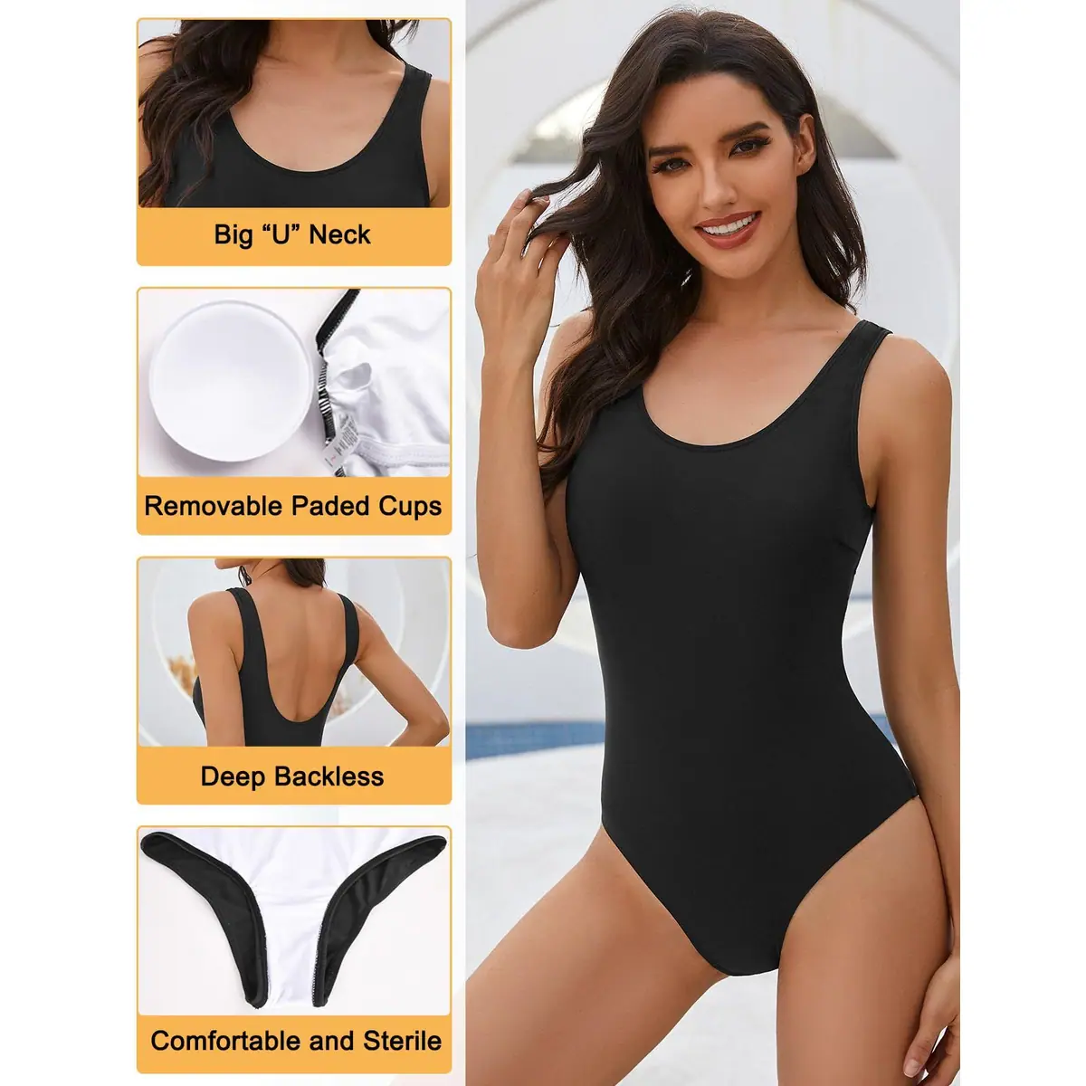 heekpek Traje de Baño Control de Barriga para Mujer Sin Espalda – Gradiente – foto 4