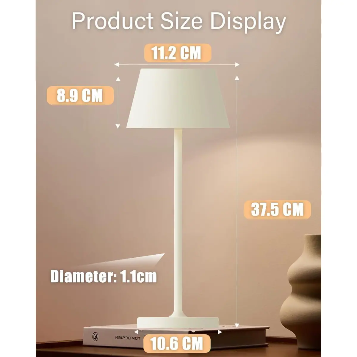 Lámpara de mesa LED recargable 5000mAh táctil regulable 2-pack – Blanco – foto 3
