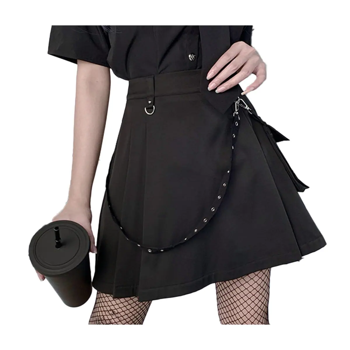 Lote · Falda cargo A-line mujer cintura alta con bolsillo y cinturón – Negro M - Caja Mixta - Caja Mixta – foto 2
