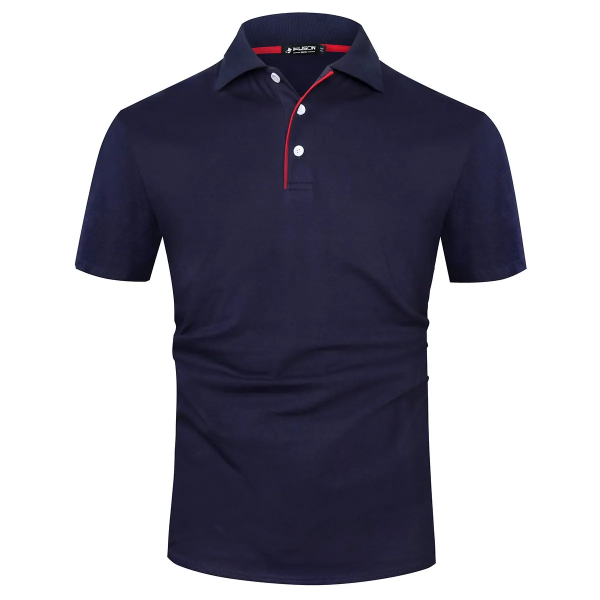 Polo hombre Patchwork verano manga corta Algodón – Negro M
