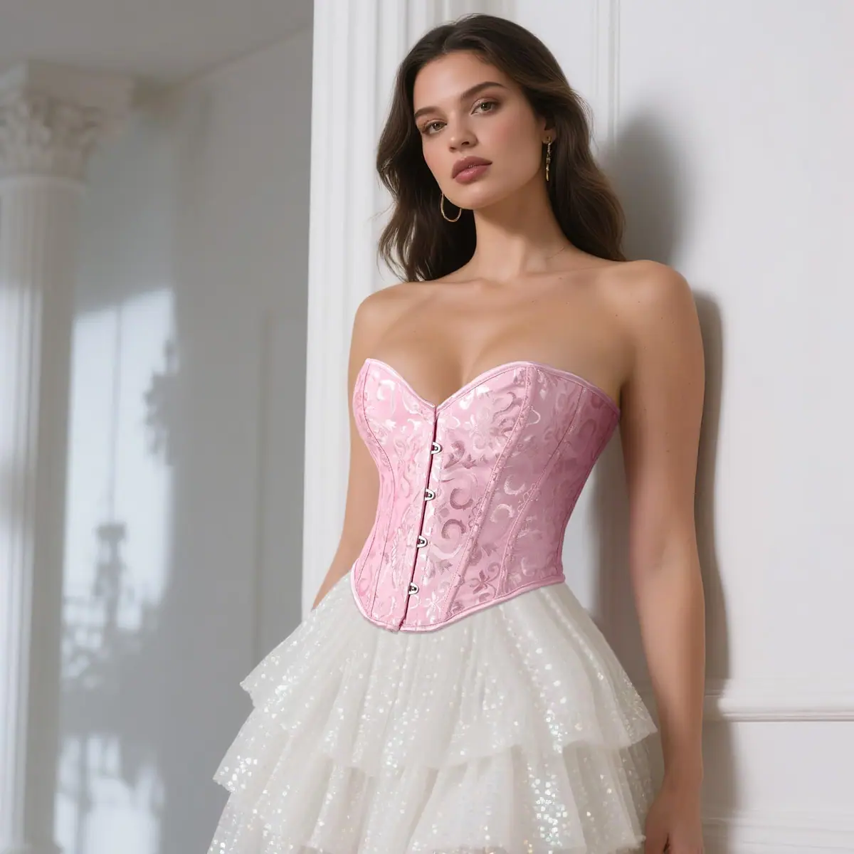 Top corsé Bustier Encaje Overbust – Rosa M – foto 2
